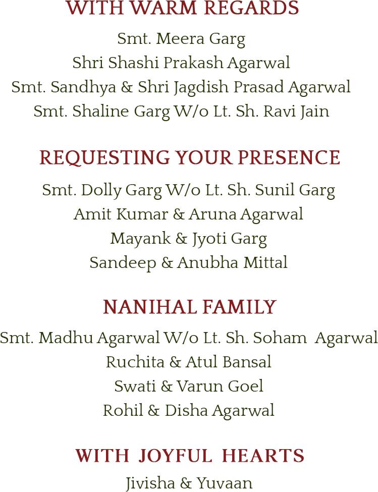 With warm regards, requesting your presence, Nanihal family, and with joyful hearts